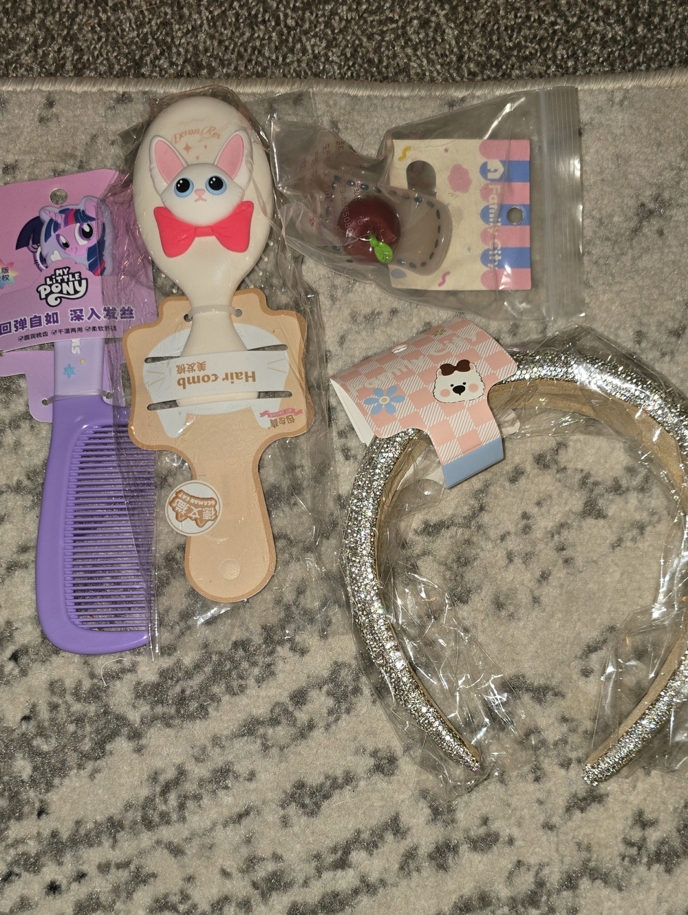 NEW My Little Pony & Cute Bunny Kids Hair Accessories Set - Pink, Purple, Silver